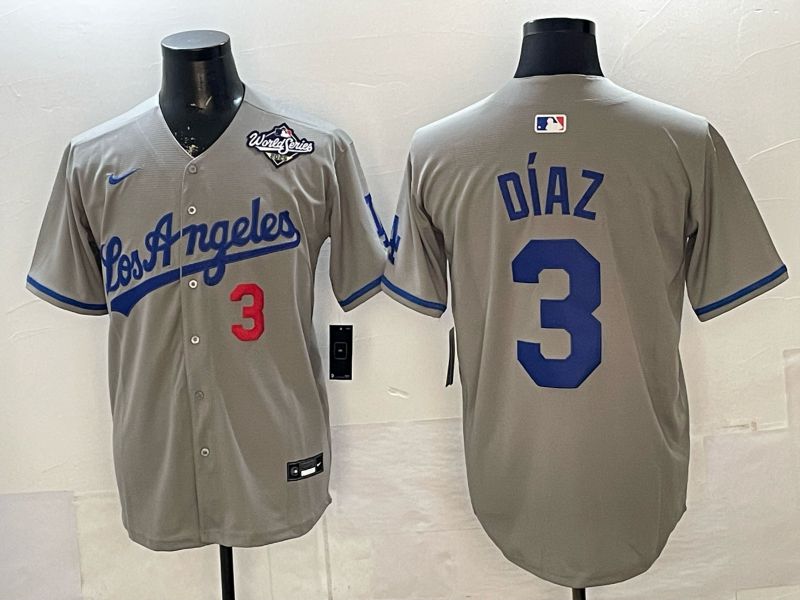 Men 2026 Los Angeles Dodgers #3 Diaz Grey Game Nike MLB Jersey style 0059